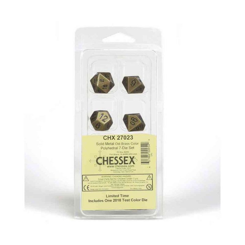 KOCKICE CHESSEX - POLYHEDRAL - SOLID METAL OLD BRASS (7) 