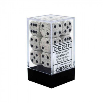 KOCKICE CHESSEX - SPECKLED - ARTIC CAMO - DICE BLOCK (12) 16MM 