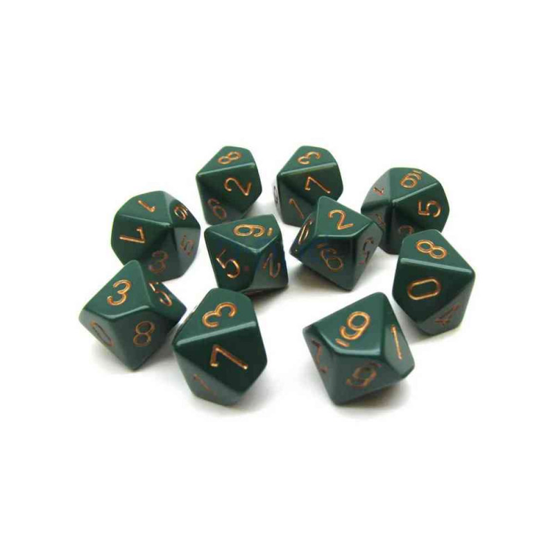KOCKICE CHESSEX - OPAQUE - DUSTY GREEN & COPPER - (10) 