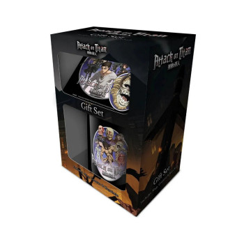 GIFT SET - ATTACK ON TITAN - ŠOLJA, PODMETAČ & PRIVEZAK 