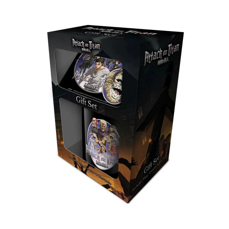 GIFT SET - ATTACK ON TITAN - ŠOLJA, PODMETAČ & PRIVEZAK 