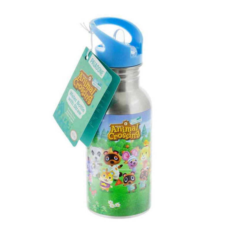 BOCA PALADONE ANIMAL CROSSING - METAL WATER BOTTLE WITH STRAW 