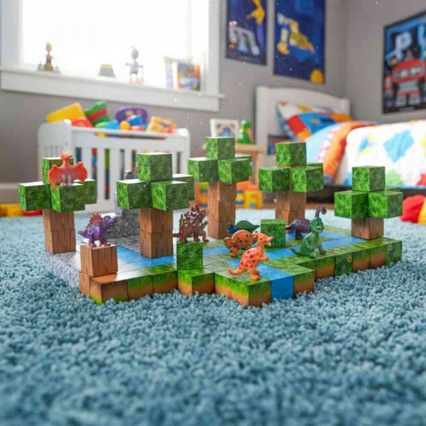 SET MAGNETNIH KOCKI ZA DECU – 142 DELA  KOCKE I DINOSAURISI 