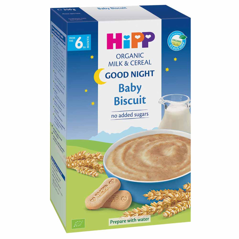 HIPP INSTANT MLENA KASICA ZA LAKU NOC SA KEKSOM 250G 4M+ 