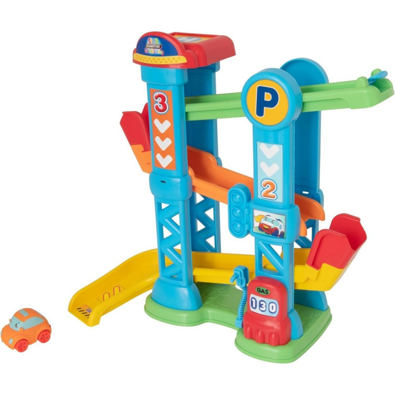 TINY TEAMSTERZ TUMBLING TOWER + 1 CAR SET 