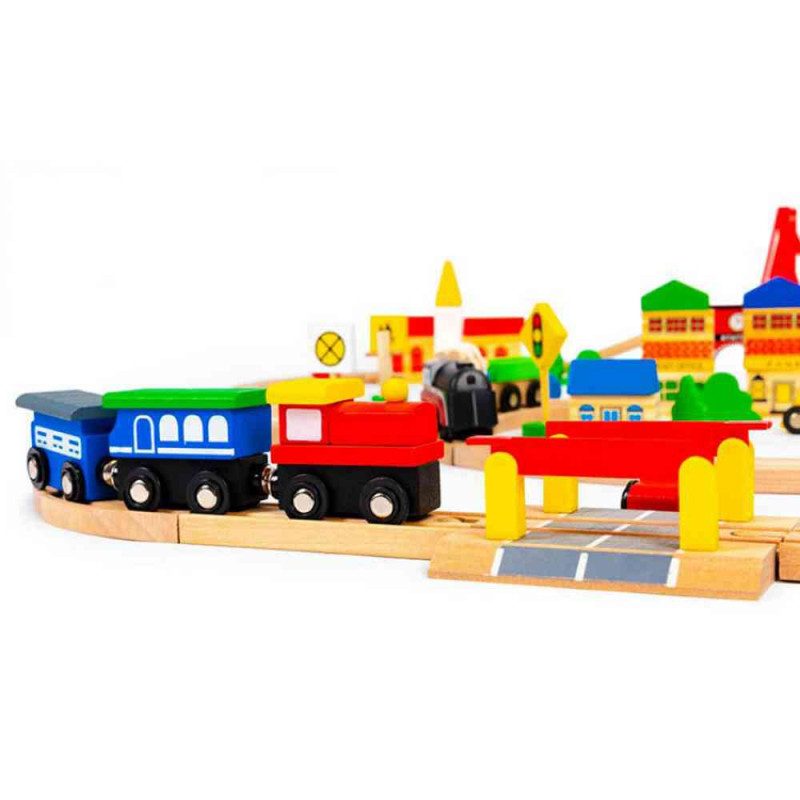 DRVENA SET ŽELEZNICA NA BATERIJE 90 ELEMENATA 