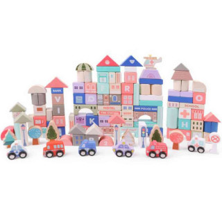 DRVENE EDUKATIVNE KOCKE CITY SA PODLOGOM 115 KOMADA 