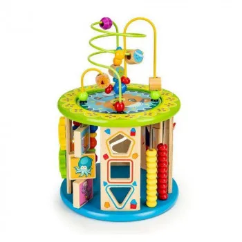 ECO TOYS DRVENA EDUKATIVNA KOCKA SA IGRAČKAMA 