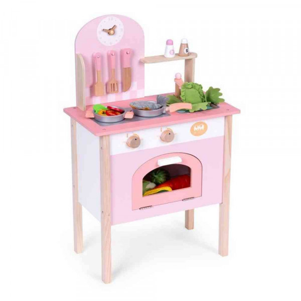 DEČIJA KUHINJA PINK SA 2 DODATAKA RERNOM SLAVINOM I SUDOPEROM ECOTOYS 