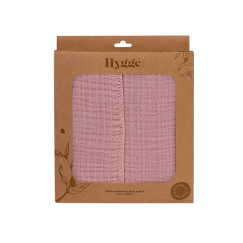 HYGGE PREKRIVAC OD MUSLINA, CETVOROSLOJAN, DUSTY ROSE, 100X80CM 