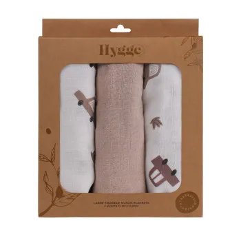 HYGGE TETRA PELENA OD MUSLINA COOKIE BEIGE 3 KOM 80X80CM