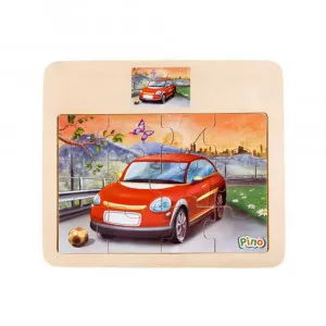 PINO DRVENA SLAGALICA AUTO 12 DELOVA
