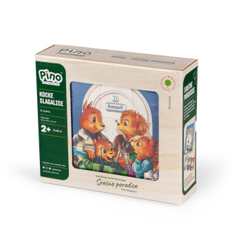 PINO DRVENE KOCKE SLAGALICE VEVERIĆI, SREĆNE PORODICE – 9 ELEMENATA 