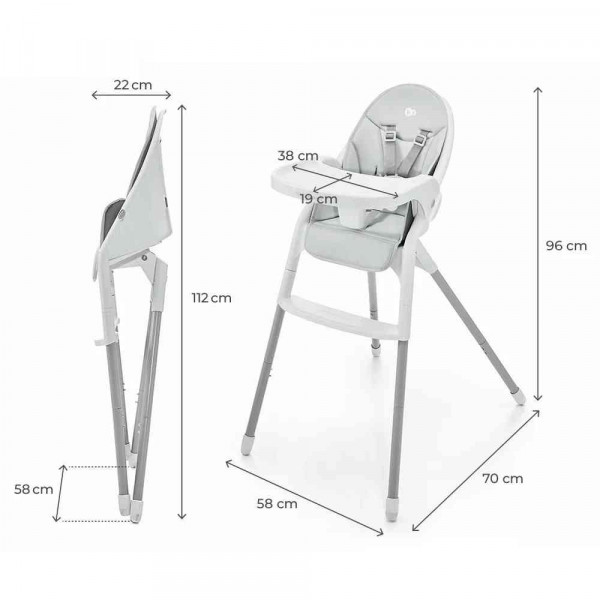 KINDERKRAFT STOLICA ZA HRANJENJE DINNLY LIGHT GREY 