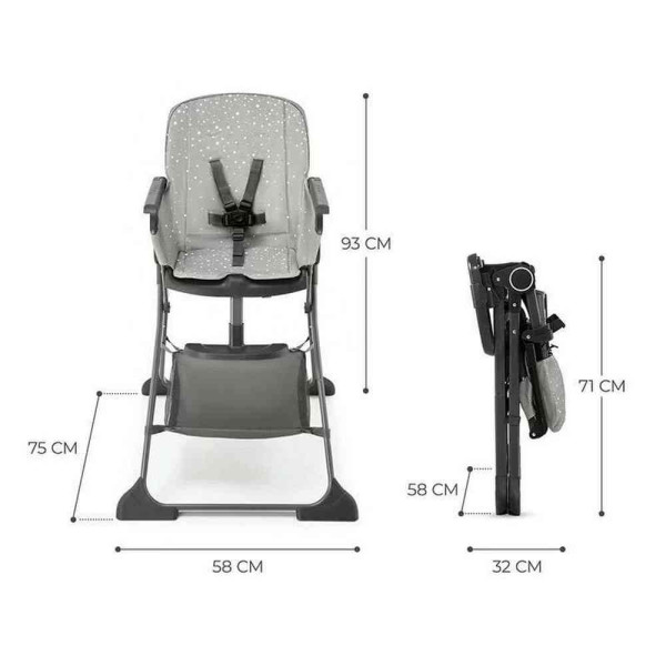 KINDERKRAFT STOLICA ZA HRANJENJE FOLDEE GREY 