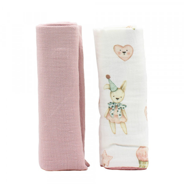 KIDZZ TETRA PELENE OD MUSLINA ROZE 80X80CM 2KOM