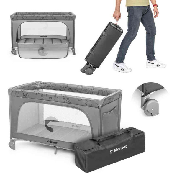KIDNORT GROTTA PRENOSIVI KREVETAC LIGHT GREY MÉLANGE 