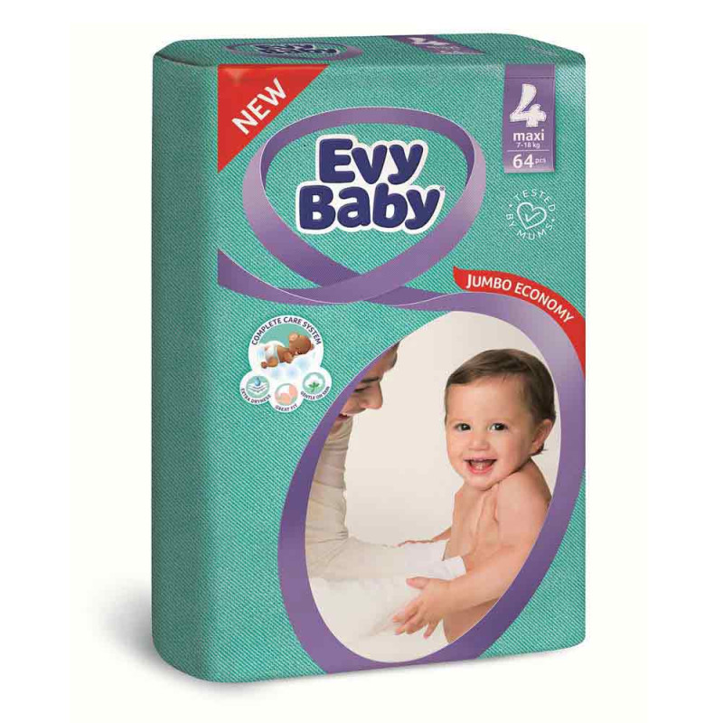 EVY BABY PELENE JUMBO 4 MAXI 8-18KG - 64 KOM NOVO 