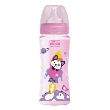 CHICCO WB PLASTICNA FLASICA 330ML SILIKON ROZE 