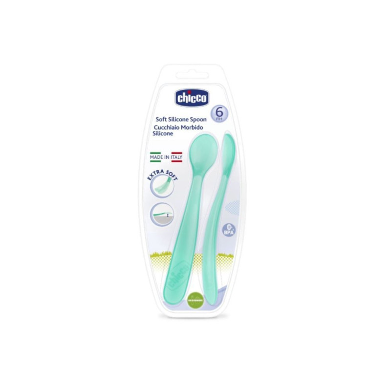 CHICCO SILIKONSKA KASIKA 2KOM PLAVA 6M+