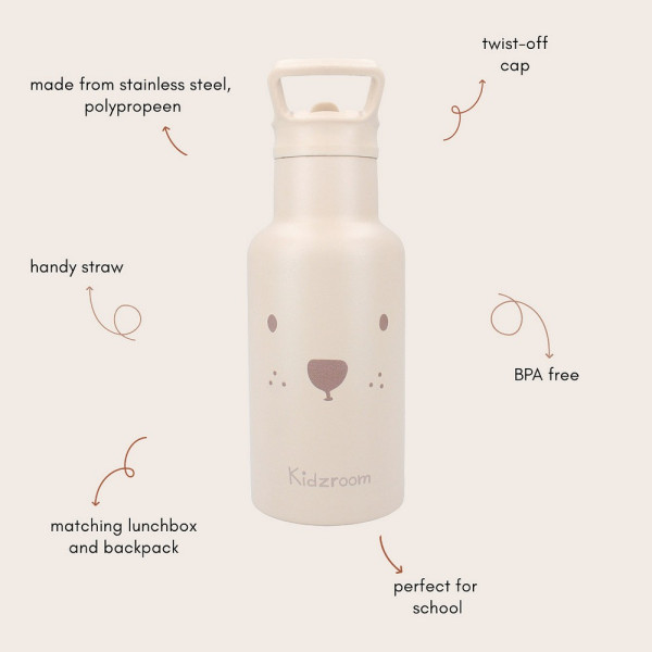 KIDZROOM TERMOS BEARY EXCITED BEIGE 350ML 