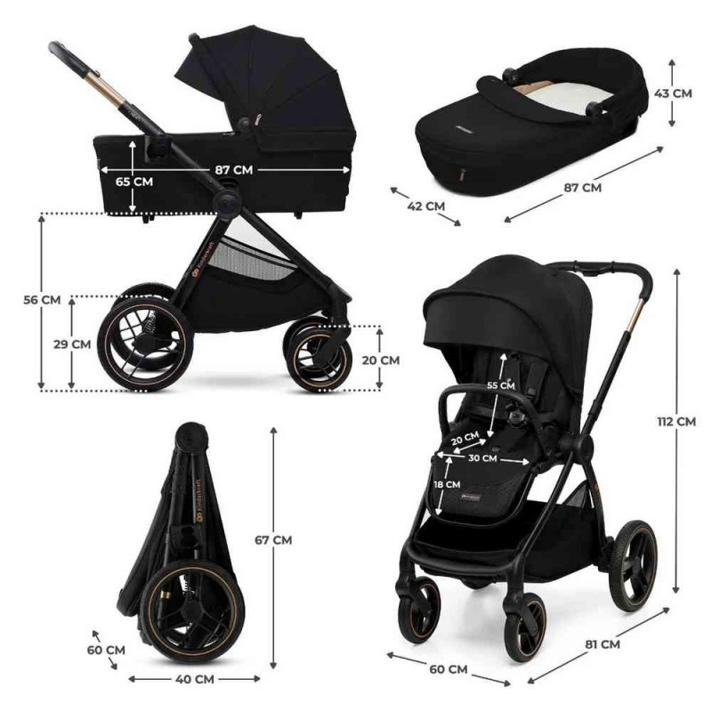 KINDERKRAFT KOLICA ZA BEBE SET 2U1 NEA 2 MIDNIGHT BLACK 