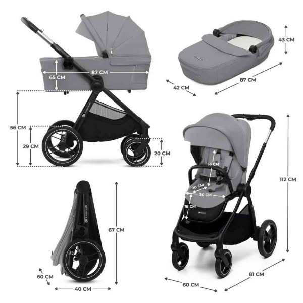 KINDERKRAFT KOLICA ZA BEBE 2U1 NEA 2 PLATINUM GREY 