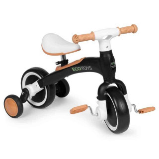 ECOTOYS BALANS BICIKL SA PEDALAMA I POMOĆNIM TOČKOVIMA 3U1 BLACK 