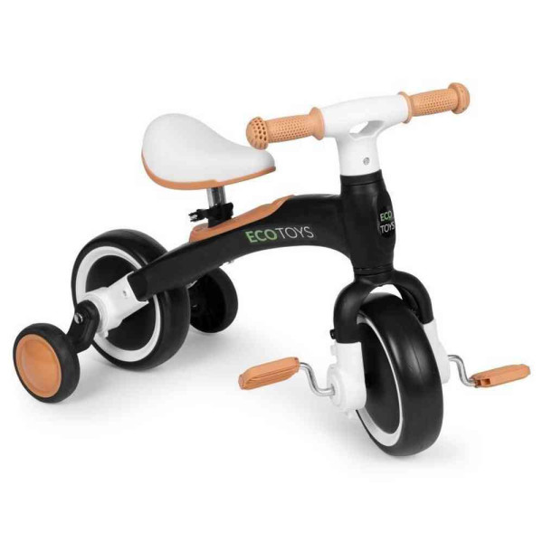 ECOTOYS BALANS BICIKL SA PEDALAMA I POMOĆNIM TOČKOVIMA 3U1 BLACK 
