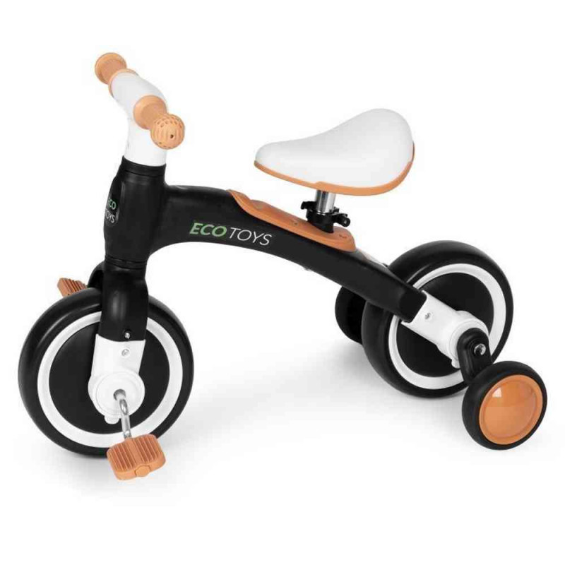 ECOTOYS BALANS BICIKL SA PEDALAMA I POMOĆNIM TOČKOVIMA 3U1 BLACK 