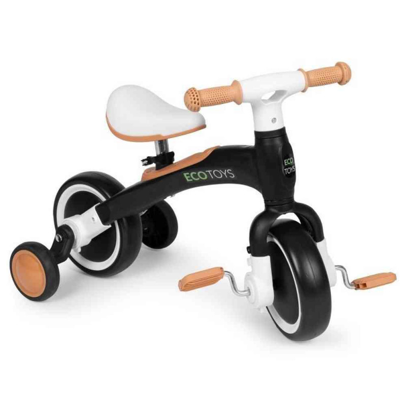ECOTOYS BALANS BICIKL SA PEDALAMA I POMOĆNIM TOČKOVIMA 3U1 BLACK 