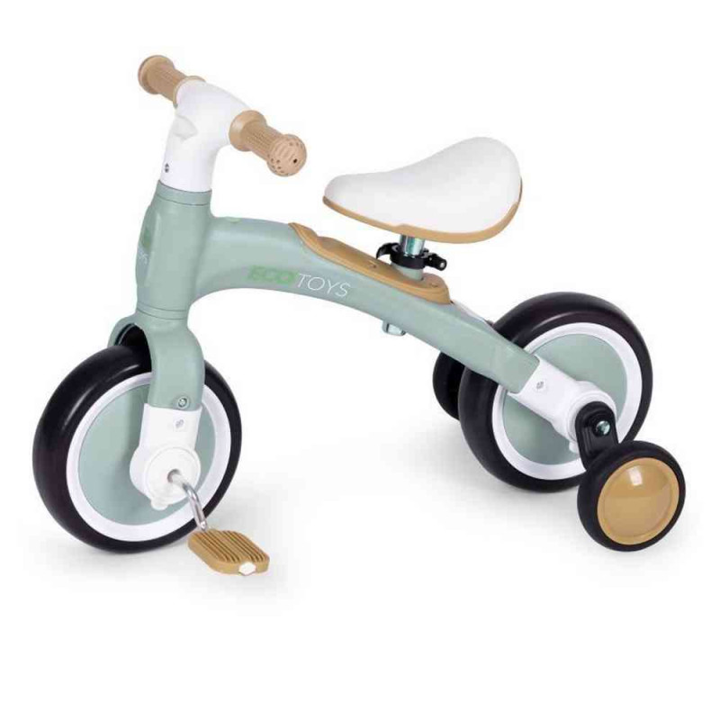 ECOTOYS BALANS BICIKL SA PEDALAMA I POMOĆNIM TOČKOVIMA 3U1 GREEN 