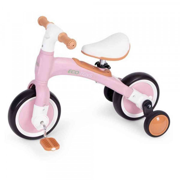 ECOTOYS BALANS BICIKL SA PEDALAMA I POMOĆNIM TOČKOVIMA 3U1 PINK 