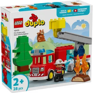 LEGO DUPLO FIRE TRUCK WITH HOSE AND FIRE