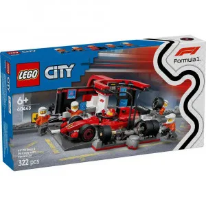 LEGO CITY F1 PIT STOP AND PIT CREW WITH FERRARI CAR