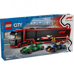 LEGO CITY F1 TRUCK WITH RB20 AND AMR24 F1 CARS
