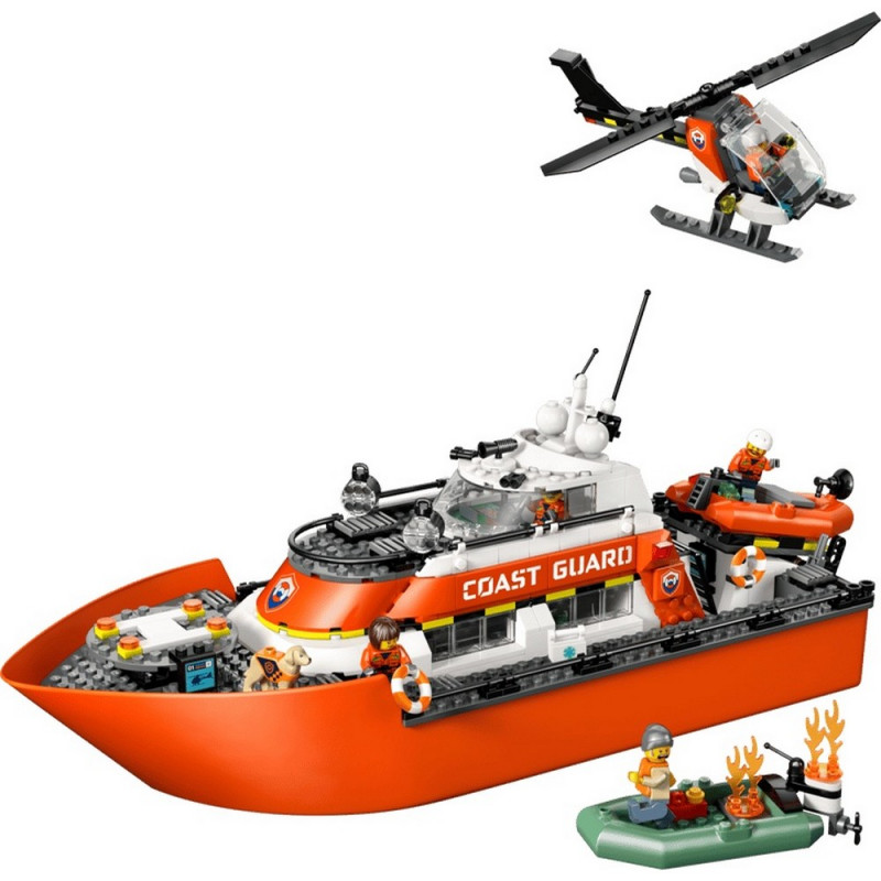 LEGO CITY COAST GUARD RESCUE BOAT  AND  HELICOPTER 