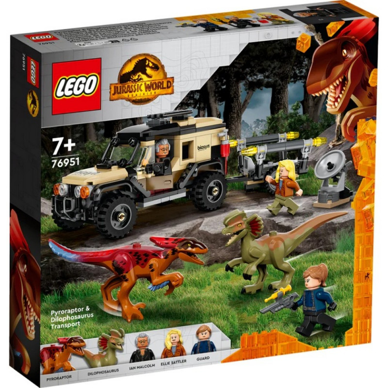 LEGO JURASSIC WORLD PYRORAPTOR AND DILOPHOSAURUS TRANSPORT