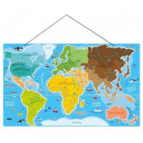 WOODY MAGNETNA MAPA SVETA - 2 U 1 IGRAJ SE I UCI 