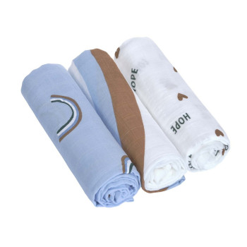 LASSIG TETRA PELENE OD MUSLINA HAPPY RASCALS SKY BLUE 3 KOM (80 X 80 CM) 