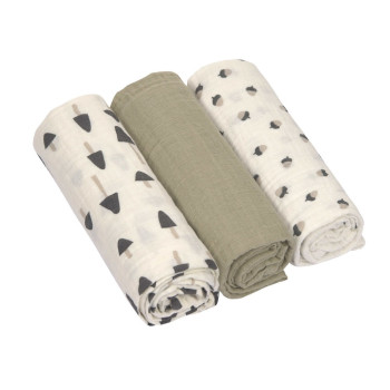 LASSIG TETRA PELENE OD MUSLINA LITTLE FOREST OLIVE 3 KOM (85 X 85 CM) 