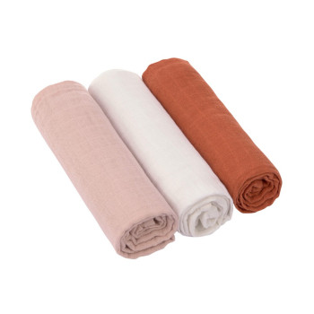 LASSIG TETRA PELENE OD MUSLINA POWDER PINK MILKY RUS 3 KOM (85 X 85 CM) 