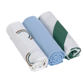 LASSIG TETRA PELENE OD MUSLINA HAPPY RASCALS SKY BLUE 3 KOM (85 X 85 CM) 