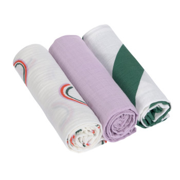 LASSIG TETRA PELENE OD MUSLINA HAPPY RASCALS LAVENDER 3 KOM (85 X 85 CM) 