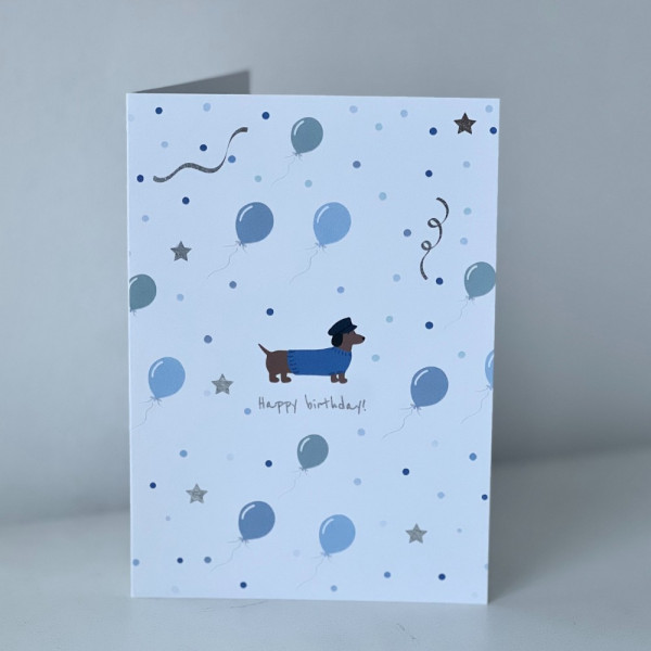 CESTITKA DOG WITH BLUE BALLOONS 