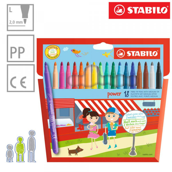 STABILO POWER FLOMASTERI DEBLJI VRH 1/18 