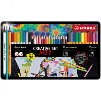 STABILO CREATIVE ARTY SET: PEN BRUSH/POINT/AQUACOLOR 1/36 