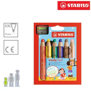 STABILO WOODY MULTI BOJICA 3IN1 PAKOVANJE 1/6 REZAC