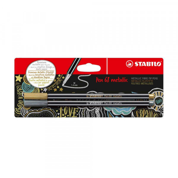STABILO PEN 68 METALLIC FLOMASTERI 1/2-GOLD/SILVER 