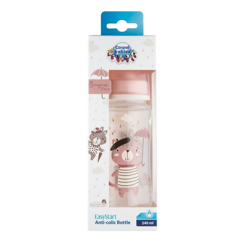 CANPOL BABIES FLASICA 240ML SIROKI VRAT, PP - BONJOUR PARIS 35/232 PINK 